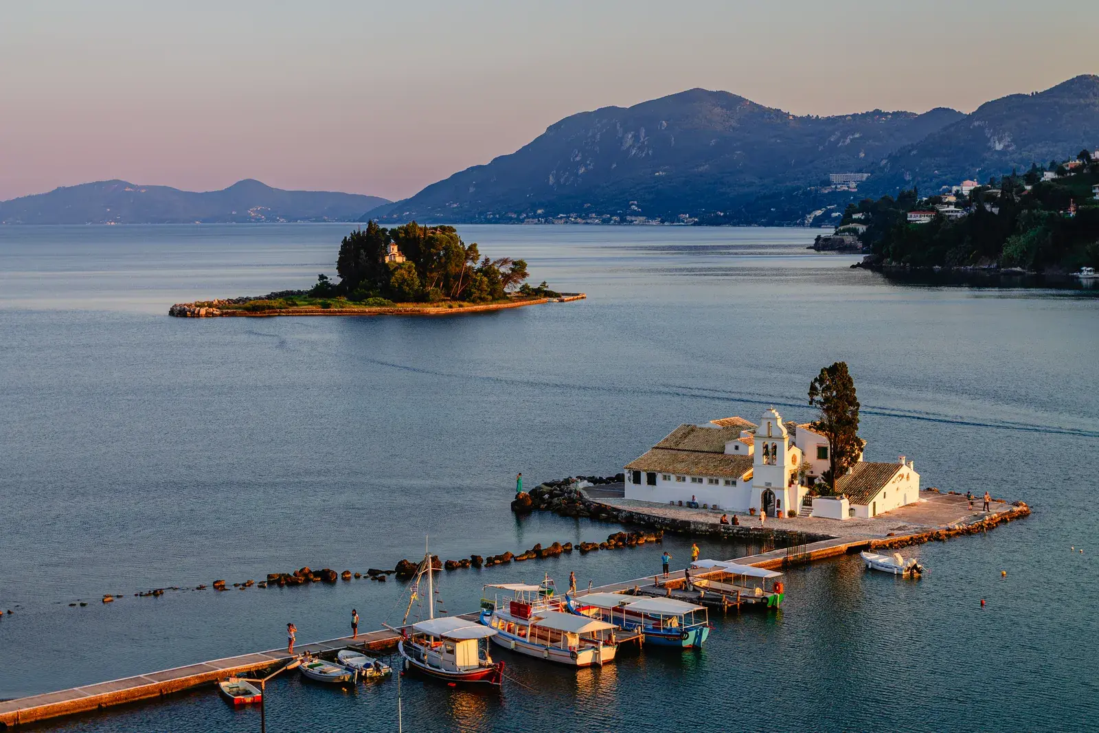 Vlacherna monastery and mouse island corfu island