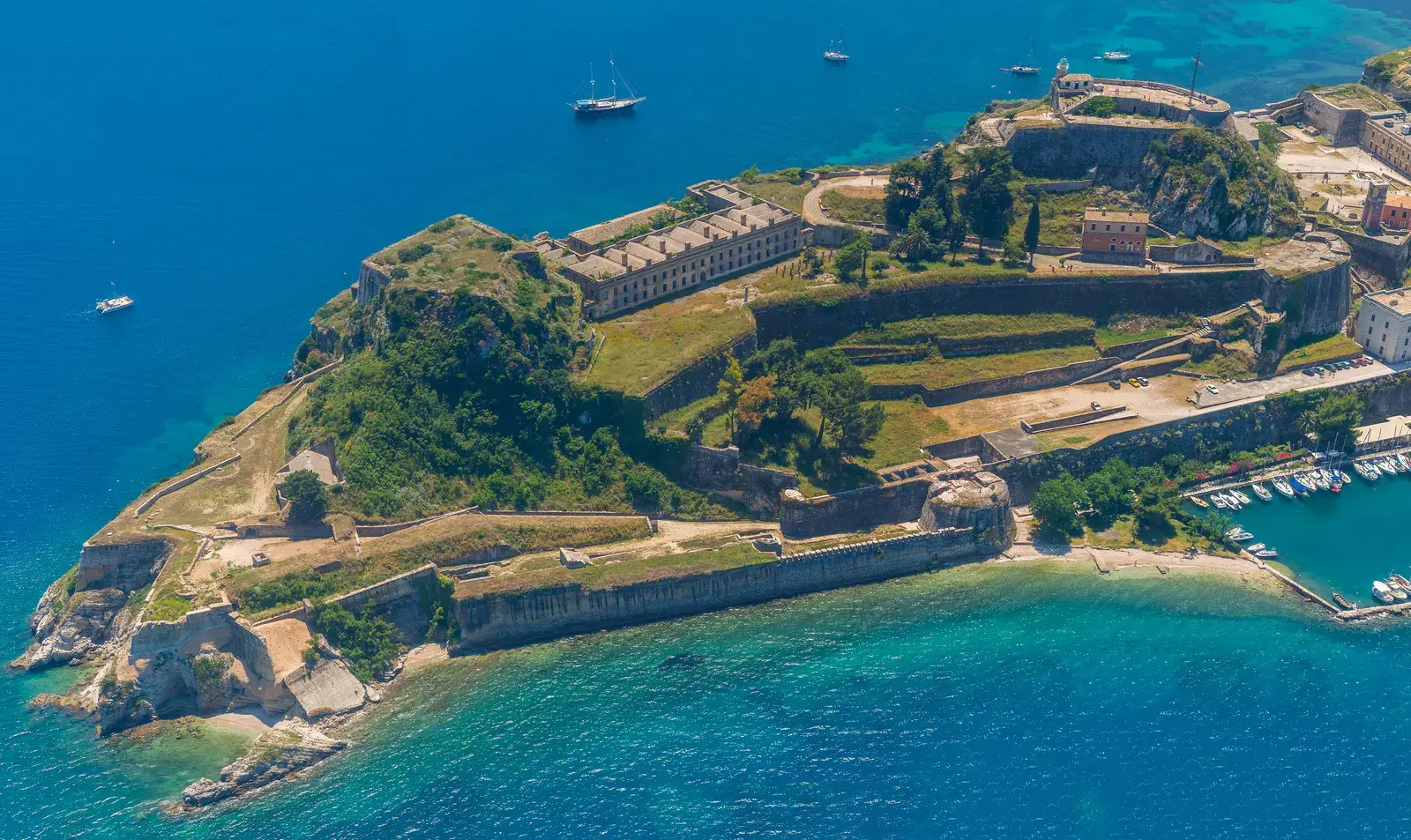 Aerial view of kerkyra old fortress corfu greece