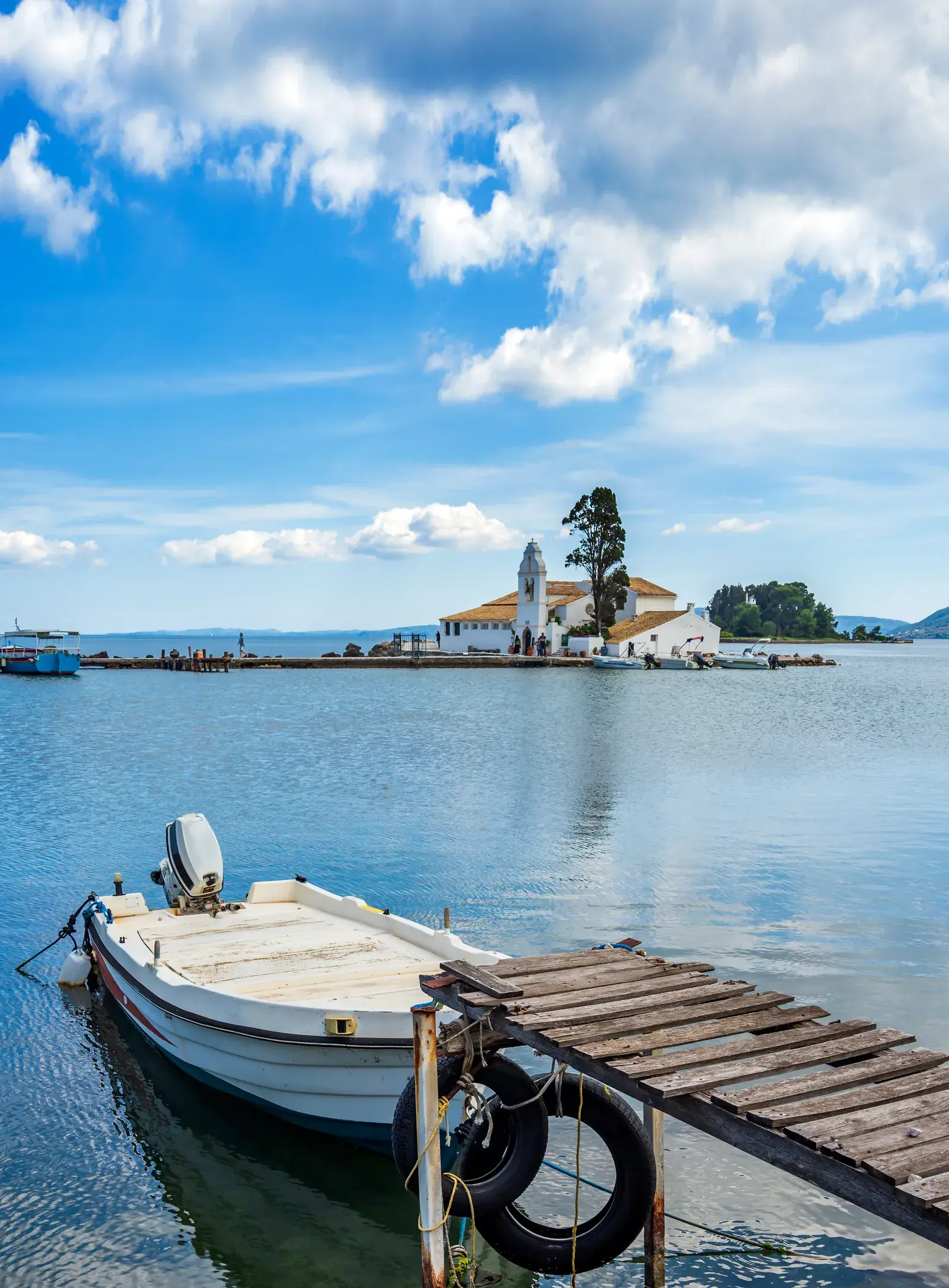 Kanoni hill area in corfu with vlacherna monaster