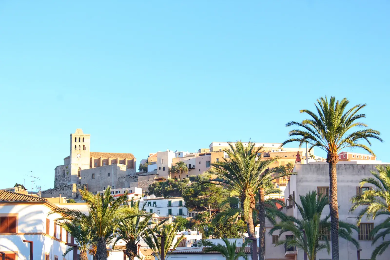 Ibiza old town skyline in summer holiday destinat