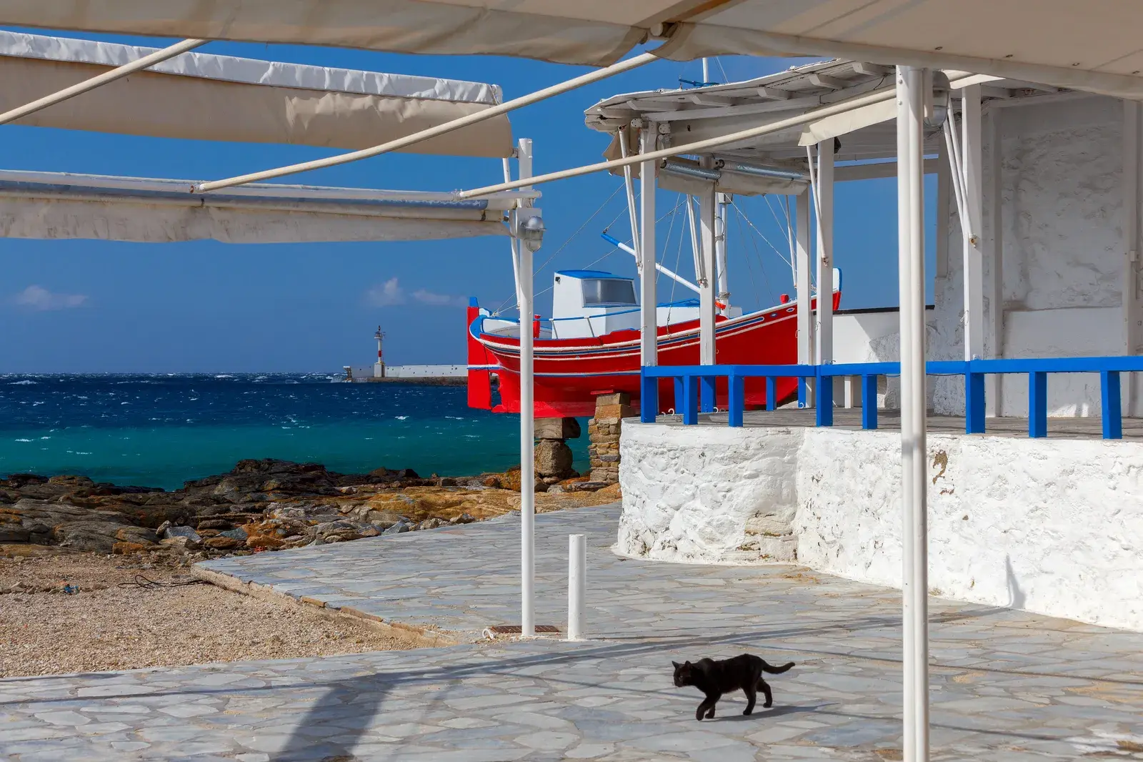 Die Uferpromenade von Mykonos-Stadt