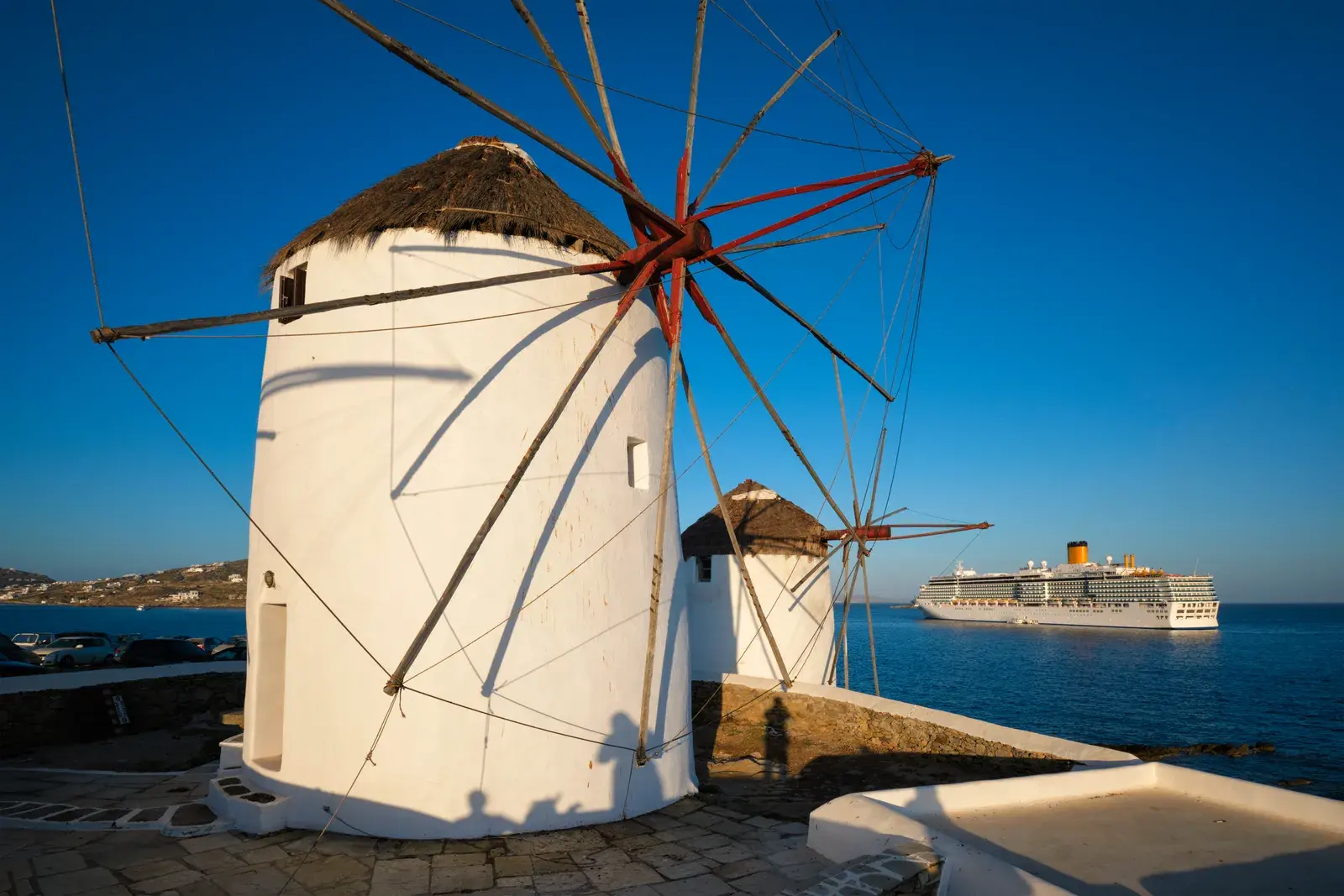 Traditionelle griechische Windmühlen auf der Insel Mykonos